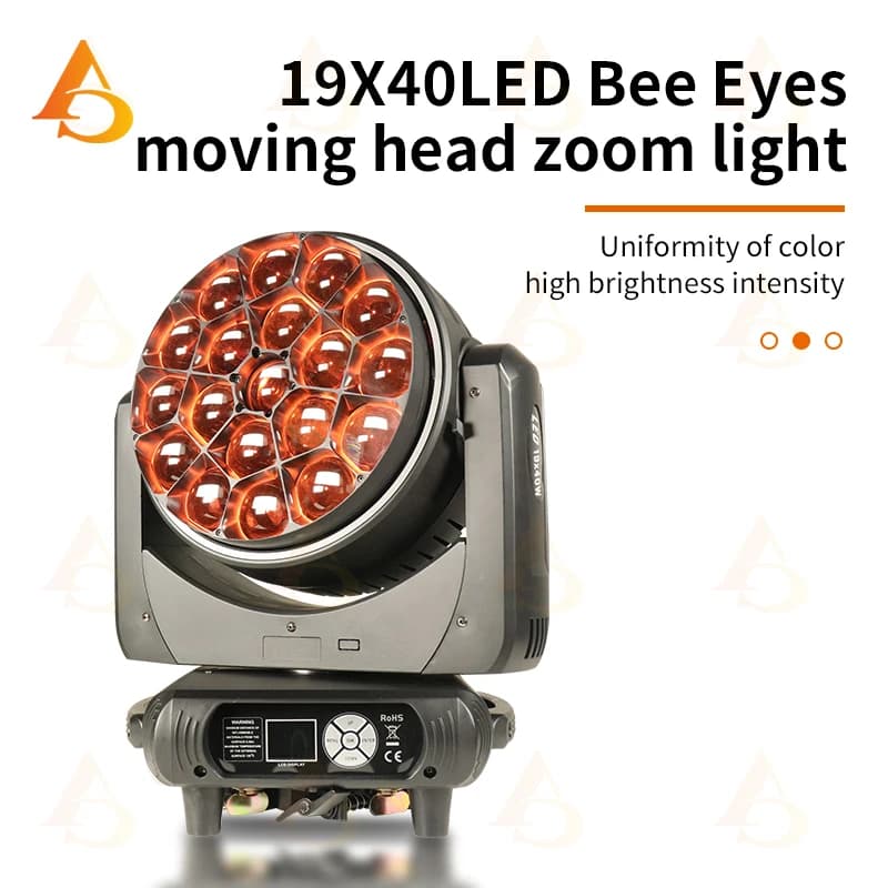 DMX19x40w Mobile head with big bee eyes with ring beam + high power light for wedding party in DJ disco