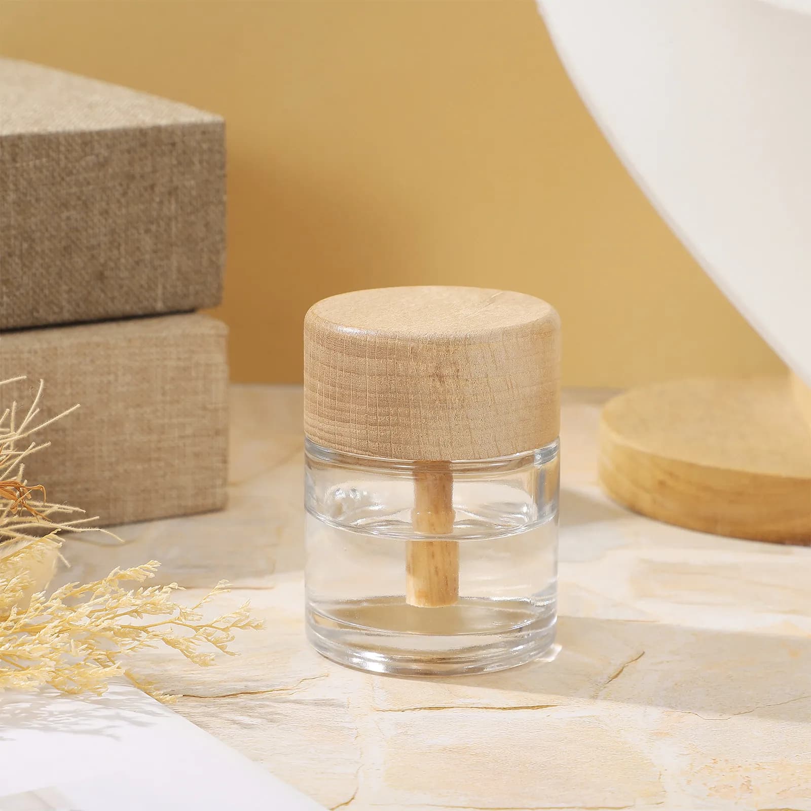2 Pezzi Bottiglie Diffusore in Vetro Trasparente Vuote, Vaso Diffusore a Bastoncini con Bocca Larga per Olio Essenziale, Bottiglia per Olio Essenziale per Aromi Freschi