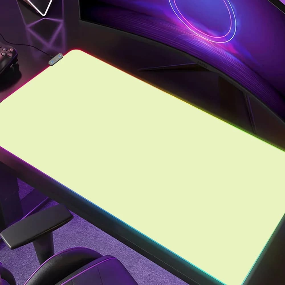 Tappetino per Mouse Grande Verde Viola Minimalista Rosa con LED, Tappetini da Tavolo per Gaming, Retroilluminazione USB Micro, Tappetini da Scrivania RGB in Gomma XXL