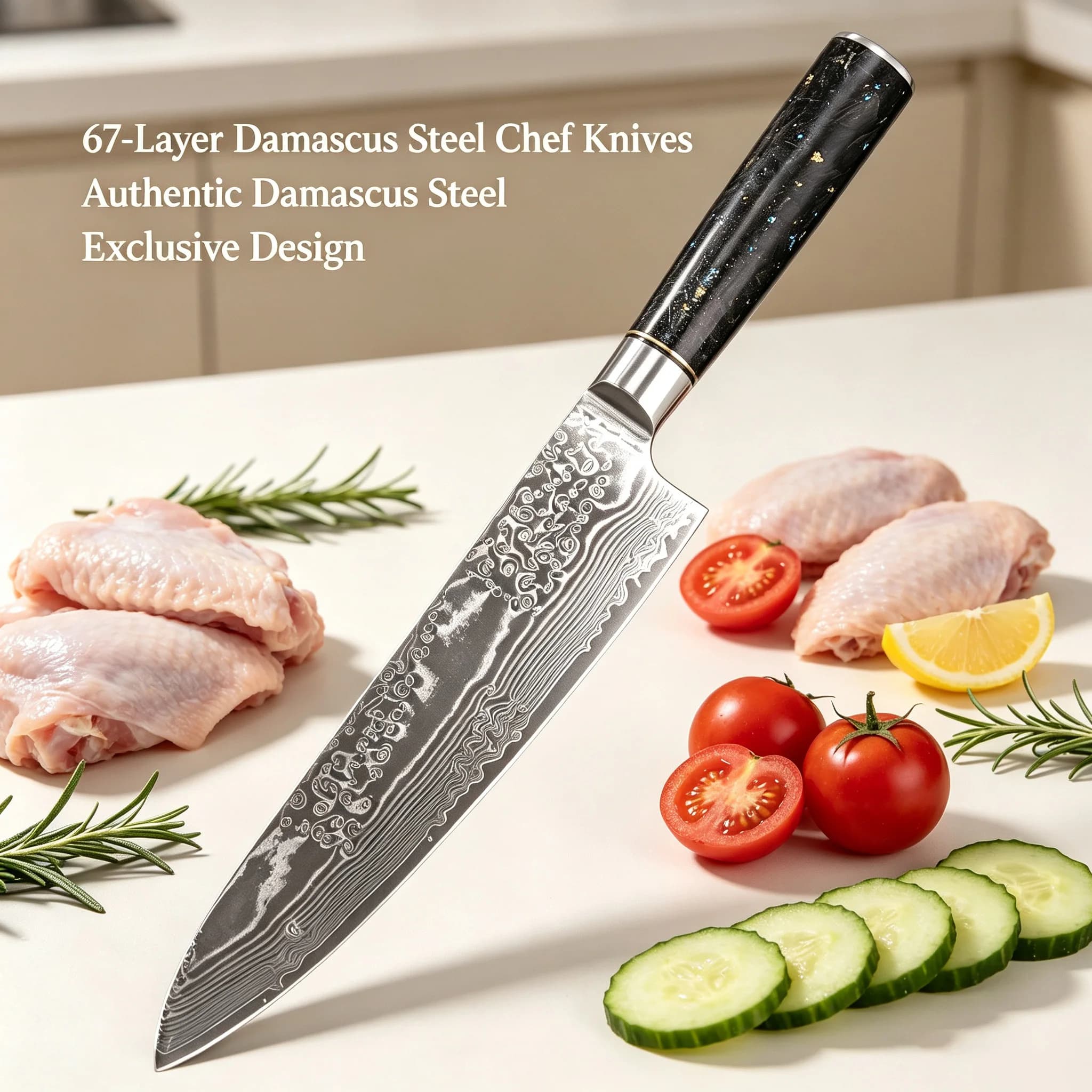 Damascus Steel 67 layers Chef Knife Cleaver Knives Vegetable Fruit Slicing Kitchen Knives Cutting Knife Kitchen Essentials Tools
