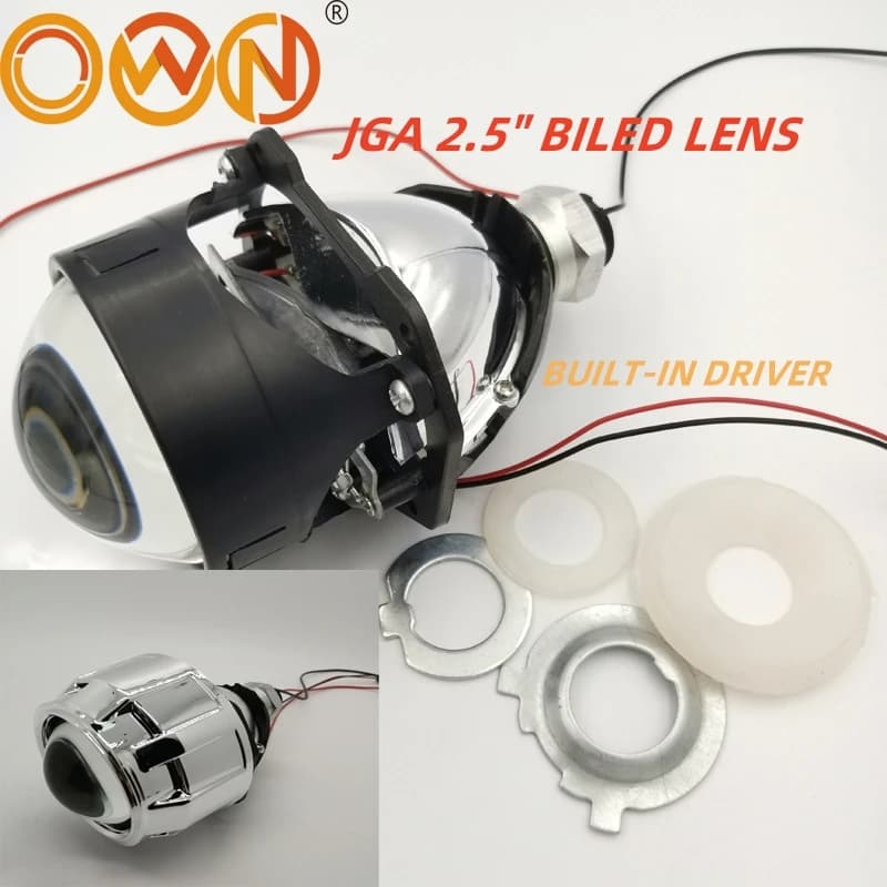 Proprio KIT obiettivo per proiettore MINI BI LED JGA 2.5 ", fari LHD RHD EASY INSTALL H1 H7 H4 50W BILED con anabbaglianti
