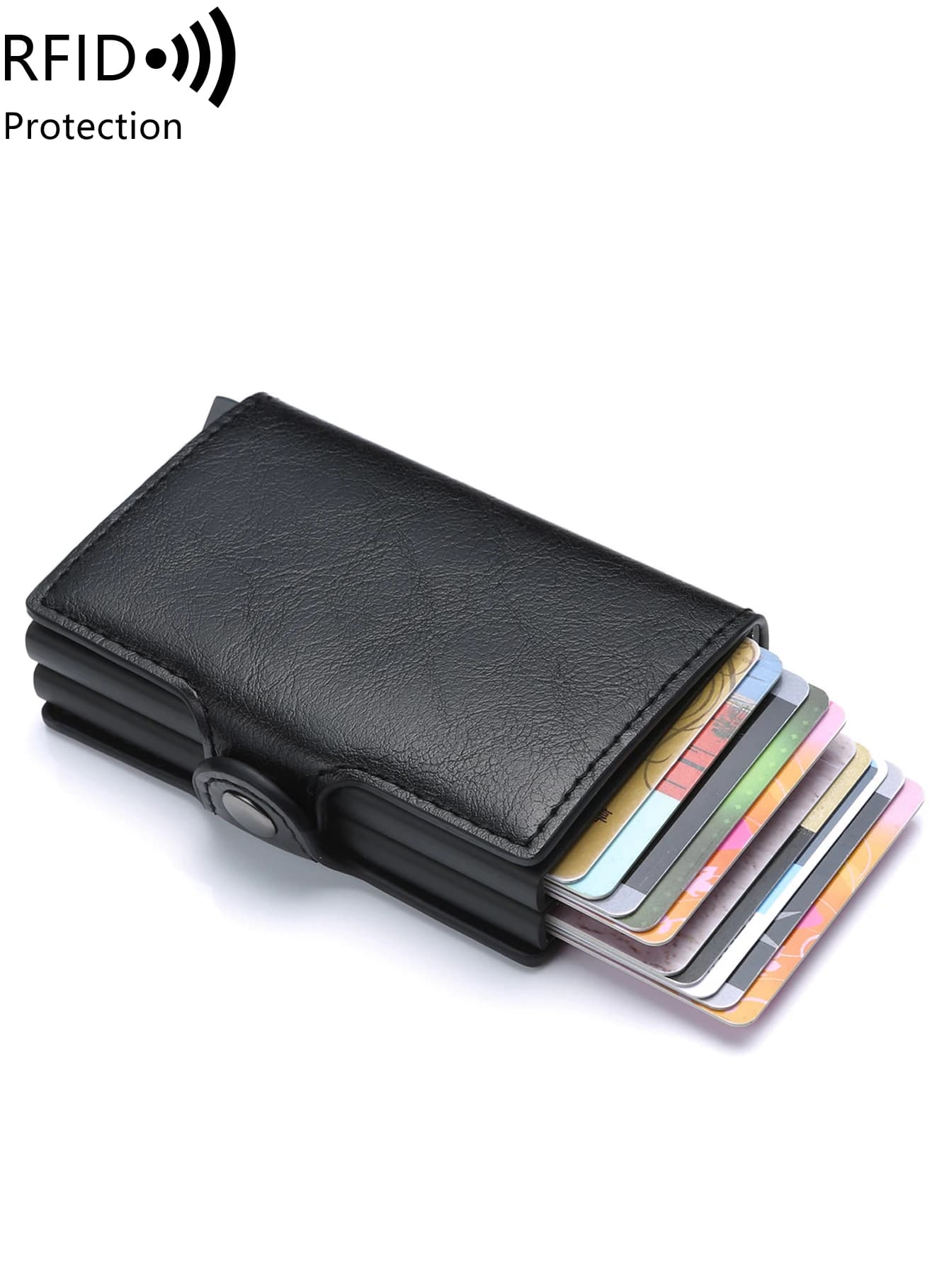 Porta carte di credito con blocco RFID, portafoglio con fermasoldi in pelle pop-up per uomo, porta carte doppia Porta carte di credito