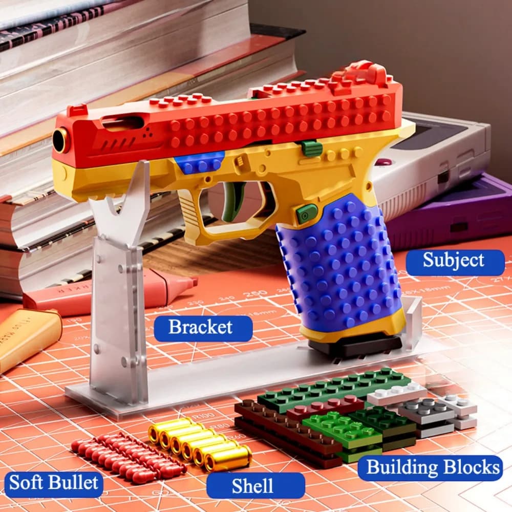SIG17 Building Block Gun Continuous Fire Toy Blowback Soft Bullet Gun Suspended Empty Cabinet Children's Gift