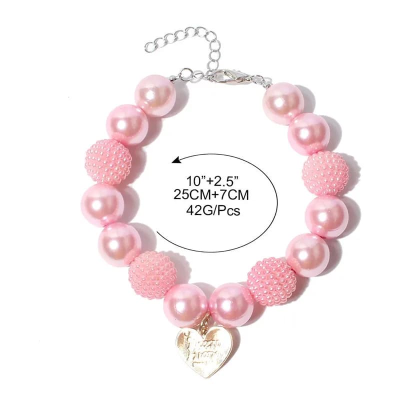 Collar for Dogs with Colorful Rhinestones and Heart Pendant, Cat Necklace with Pearls, Fashion Accessories for Pets, Dog Jewelry and Cats