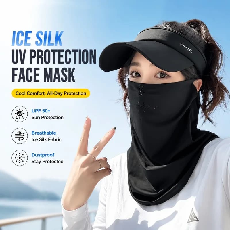 Men's Women's Ice Silk UV Protection Sunscreen Face Mask for Outdoor Sports Cycling Dustproof Breathable Neck Wrap Scarf