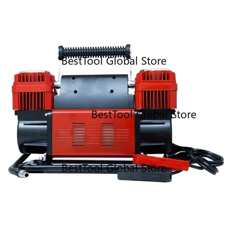 Compressore d'Aria Portatile per Uso Intensivo DC12V con Doppio Cilindro da 60mm, Pompa Gonfiagomme per Auto e Veicoli