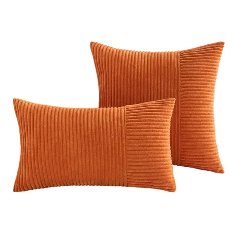 Orange Lumbar Pillow Cases Farmhouse Boho Striped Cross Patchwork Textured Cushion Cover Thanksgiving Christmas Gift