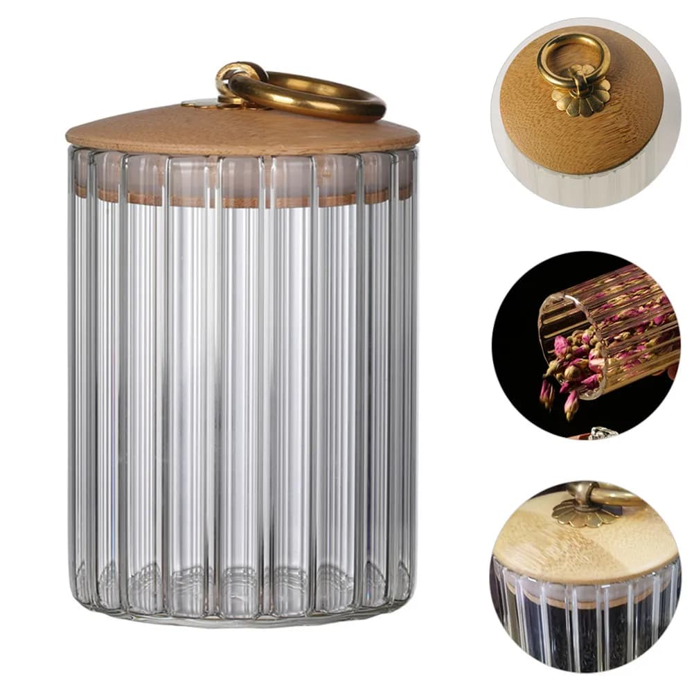 Airtight Glass Storage Jars for Tea Coffee Beans Nuts Spices with Sealing Ring Lid Clear Food Storage Containers Organization