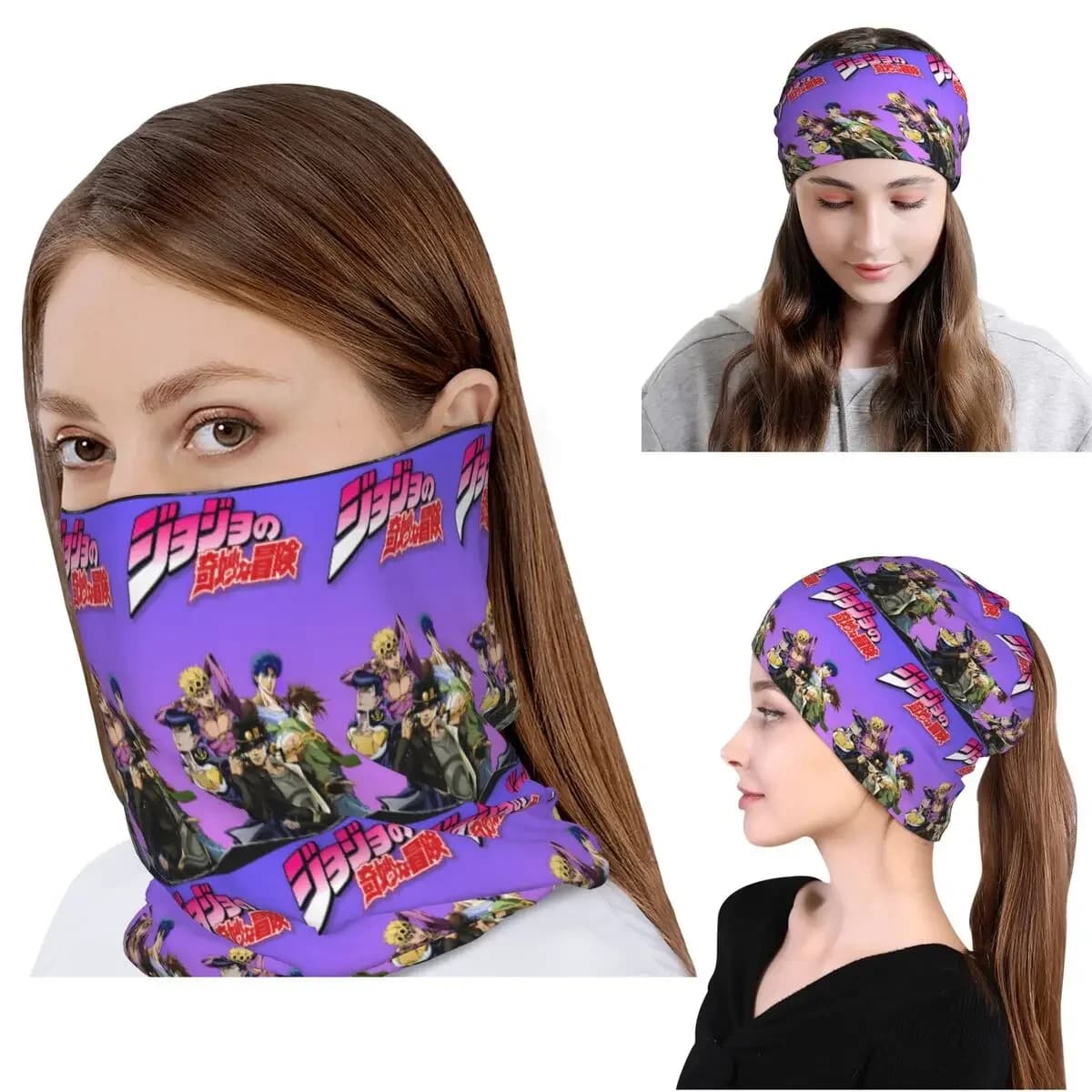 Jojo Bizarre Adventure Anime Cartoon Bandana Neck Cover Mask Scarf Multifunction Face Mask Beanies Hat for Men Women Adult
