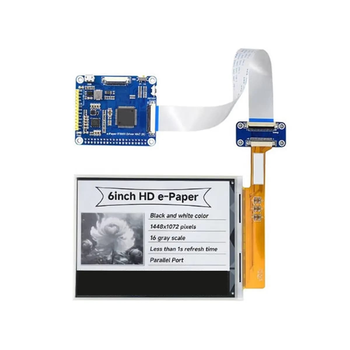 * ABAB Schermo E-Ink da 6 pollici Schermo nudo E-Paper Carta elettronica HD Risoluzione 1448x1072 Nero/Bianco per Raspberry Pi/STM32