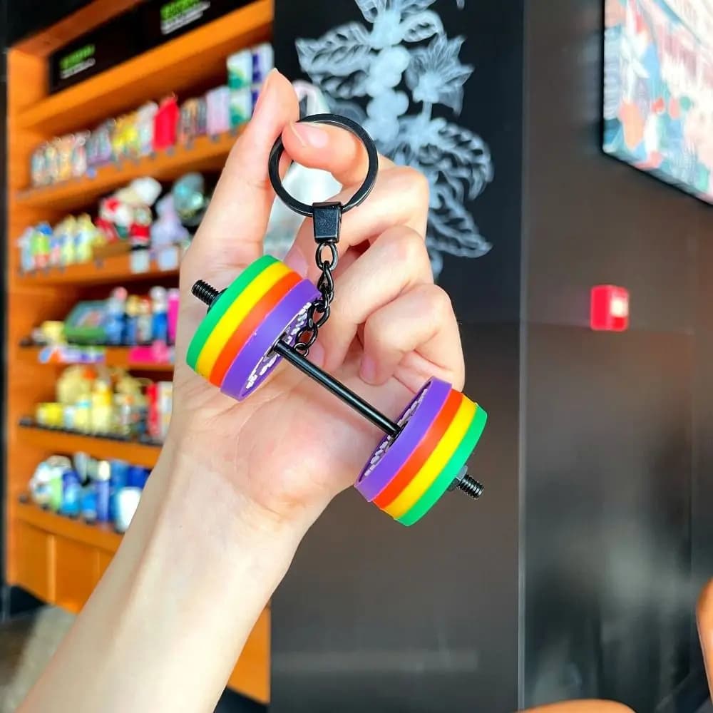 Detachable Barbell Plates Keychain Kettlebell Dopamine Simulation Dumbbells Keyring INS Creative Fitness Series Pendant