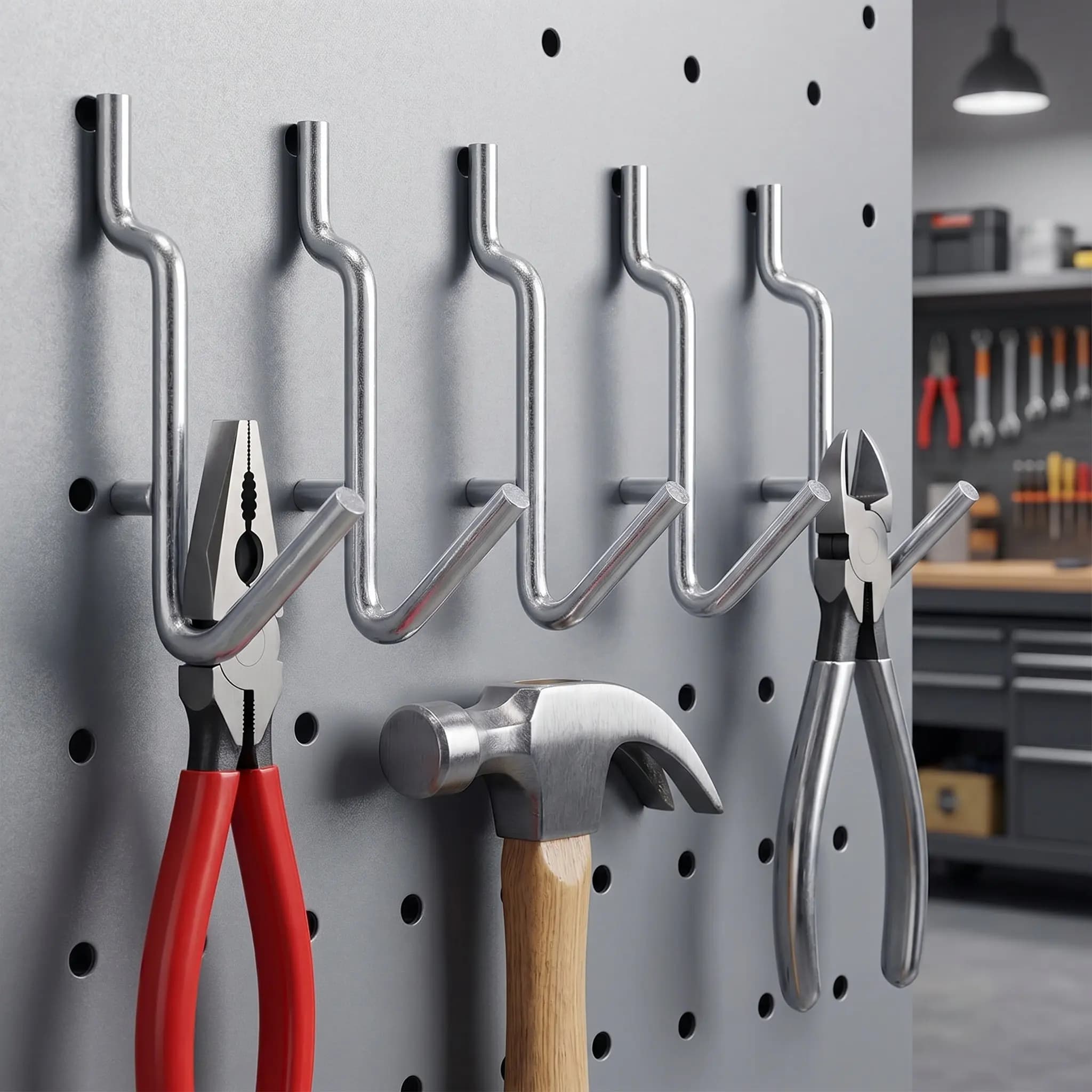 25Pcs Reliable Metal Pegboard Hooks Peg Board Tool Hangers Heavy Duty Hanging Hooks for Workshop Garage Warehouse Storage