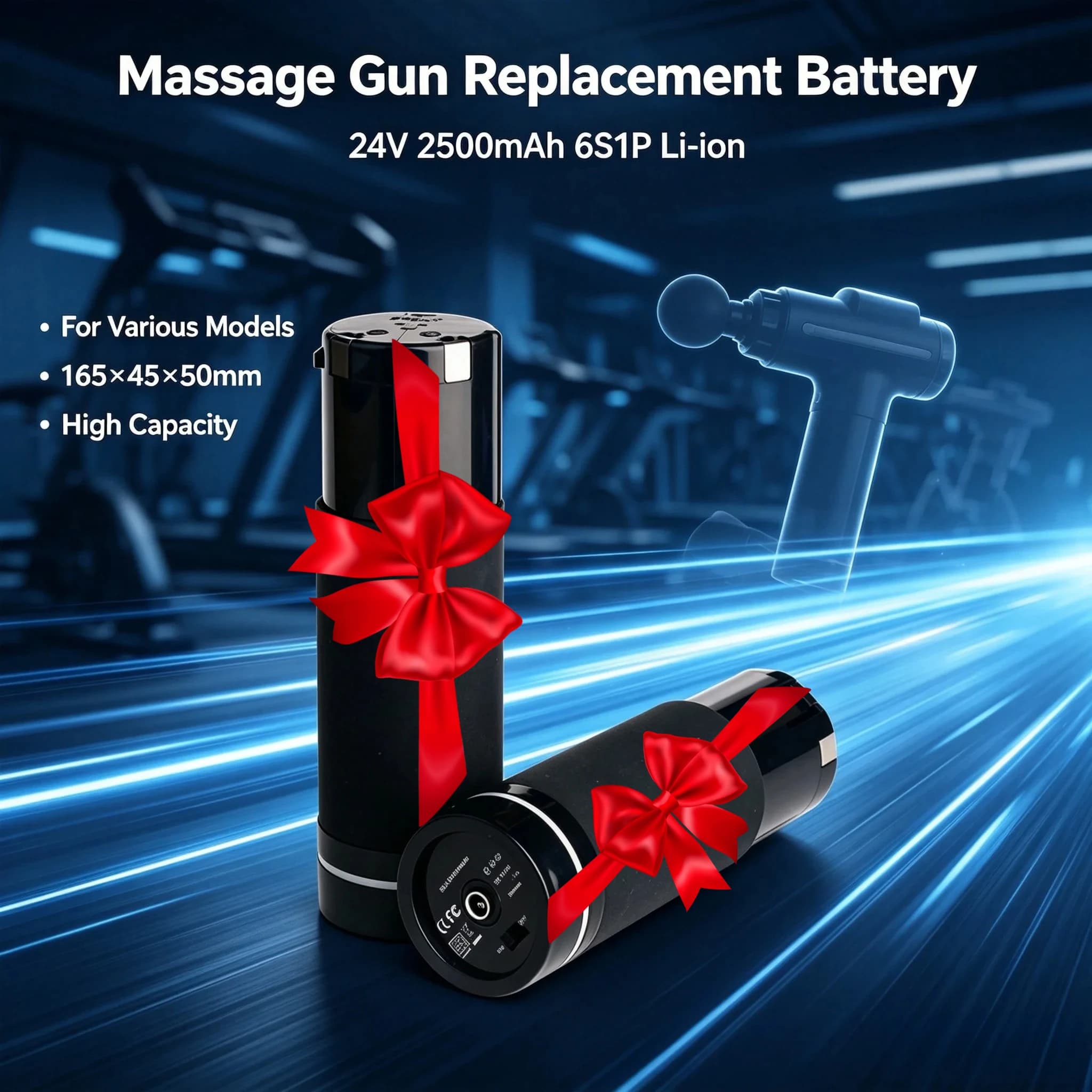 Battery for Massage Gun 24V 2500mAh, Rechargeable 18650 Li-ion Replacement Pack for Fascia Gun Muscle Massager