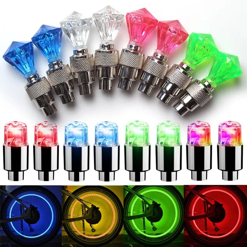 2 pezzi luce valvola bicicletta LED ruota bici luce tappo valvola pneumatico lampada al neon tappi valvole ruota pneumatici impermeabili accessori auto