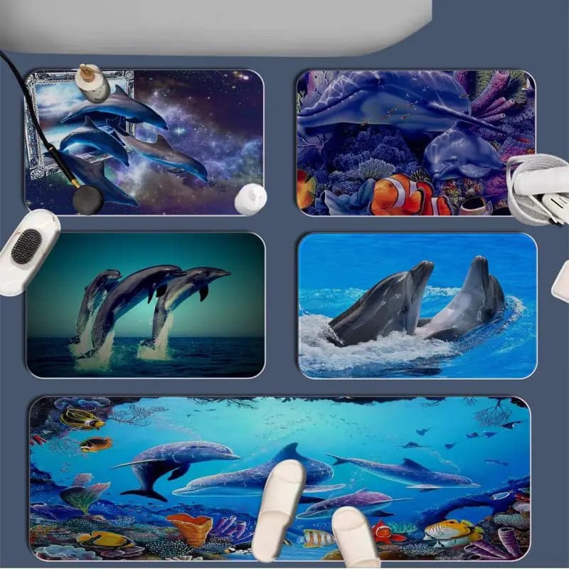 Underwater World Dolphin Turtle Tappetino da pavimento Rettangolo antiscivolo Home Soft Badmat Porta d'ingresso Tappetino esterno Zerbino di benvenuto