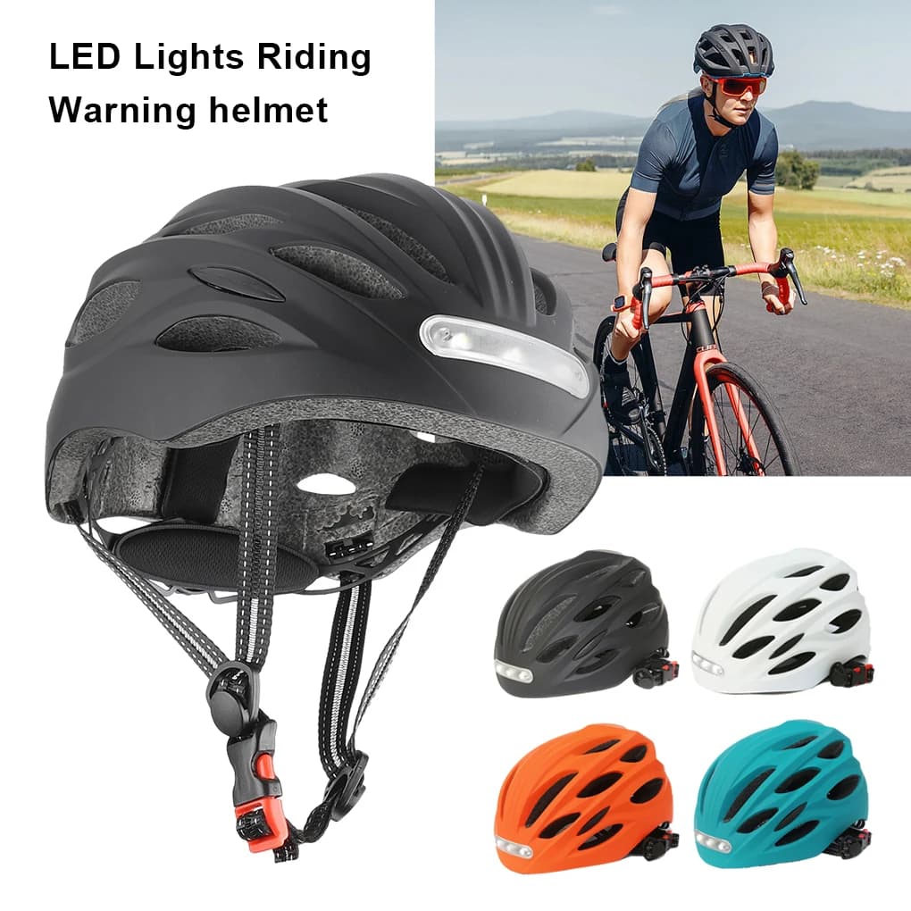 Multifunctional portable front and rear lights bike helmet designed for durable and breathable PE black L