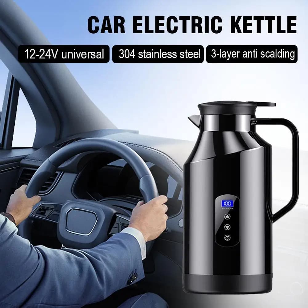 Car kettle 1500ML Electric heating Car kettle 12V 24V Quick boiling 304 Stainless steel car winter accessories