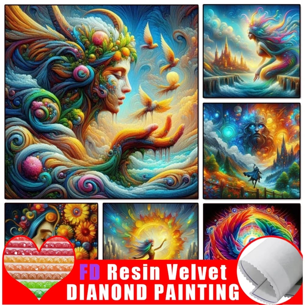 FD Resin 5D Diamond Painting New Collection 2025 Classical God Fantasy Angel Full Mosaic Cross Stitch Embroidery Home Decor