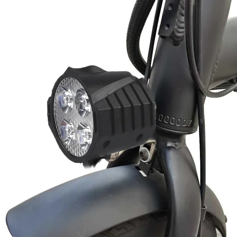 Luce per Bicicletta Elettrica, Faro MTB E-Bike Impermeabile 12V 24V 36V 48V 60V 72V, Lampada di Avvertimento con Clacson, Set Faro di Sicurezza con Clacson