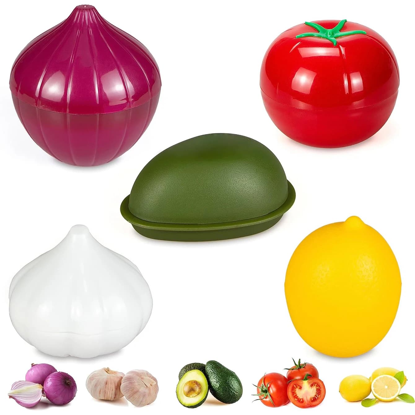 1 set scatola di plastica per la conservazione delle verdure limone cipolla pomodoro pepe verde e contenitore per la conservazione dell'aglio frutta fresca riutilizzabile