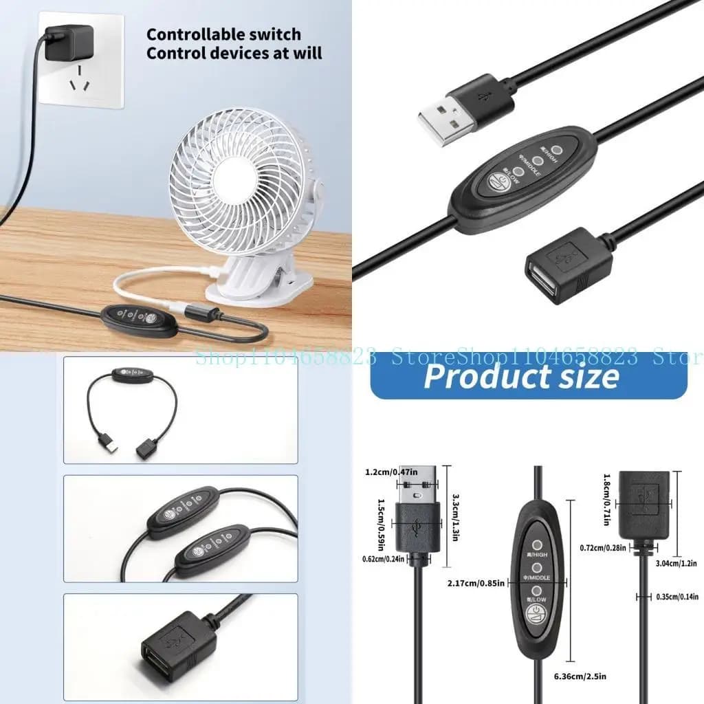 652F 3 Speed Control Cavo estensione USB con interruttori attrezzatura del controller del ventole del cavo