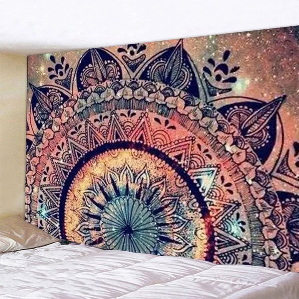 Indianmandala Hippie Bohemian Psichedelico Pavone Mandala Appeso a parete Biancheria da letto Arazzo Tappeto da parete Tappetini yoga 95x73 cm/150x130 cm