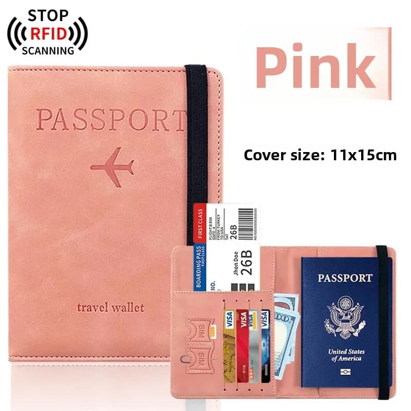 Portadocumenti RFID Portatile, Custodia Protettiva per Passaporto, Portafoglio da Viaggio, Porta Biglietti Aerei e Carte, Borsa Portaoggetti per Viaggi Oltremare