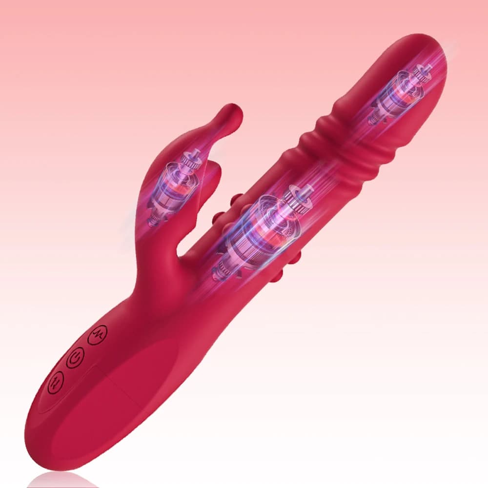 Telescopic Rabbit Vibrator for Women Powerful G Spot Rotating Massage Vaginal Clitoris Stimulator Female for Adult Sexy Toys