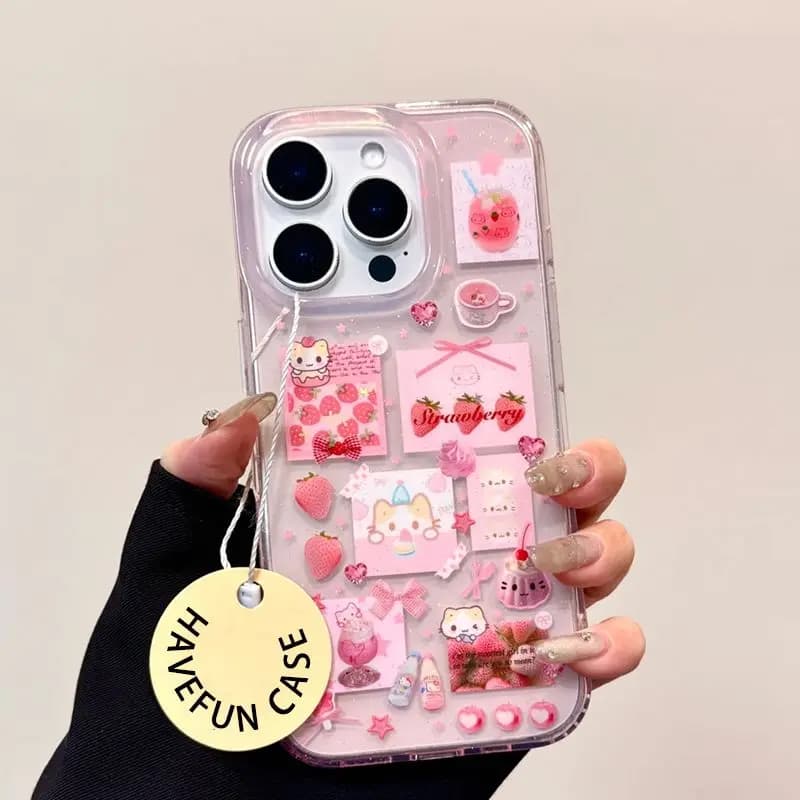 Bella Cotton Candy Cat Cartoon Glitter Cassa Del Telefono Per iPhone 17 Air 16 15 14 13 12 11 Pro MAX XSMax 78Plus MINI Y2K Della Copertura Posteriore
