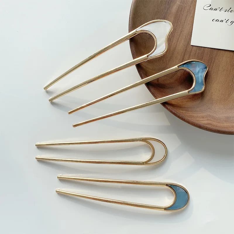 Simple Gold Silver U Shaped Metal Hair Clips Women Girls Bride Forcine Barrettes Hair Sticks Accessories for styling