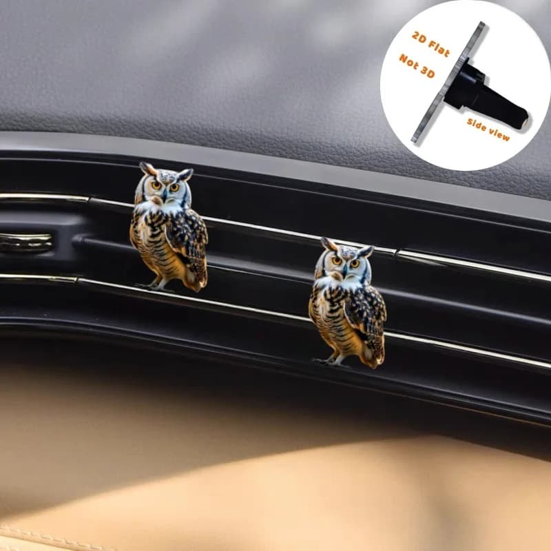 2D Clever Owl Car Air Vent Clip Flat Acrylic Auto Accessories Cartoon Fragrance Diffuser Party Graduation Gifts For Men Friends