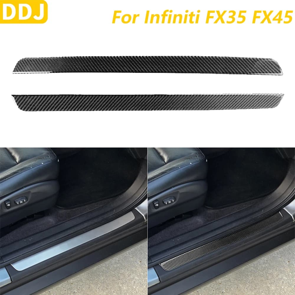 Copertura del Pannello Soglia Porta Anteriore in Fibra di Carbonio Morbida per Infiniti FX35 FX45 S50 2006-2008, Accessori Interni Adesivi