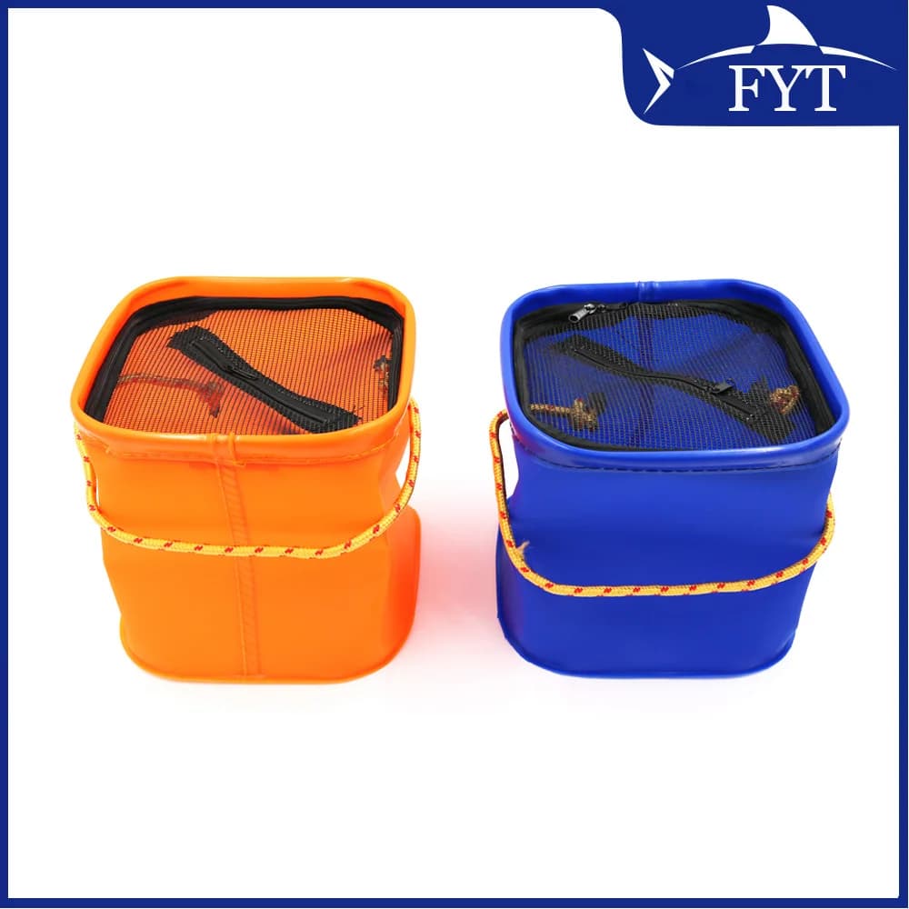 EVA folding water bucket with rope belt box for outdoor fishing equipment camping folding fishing bag fish accessories