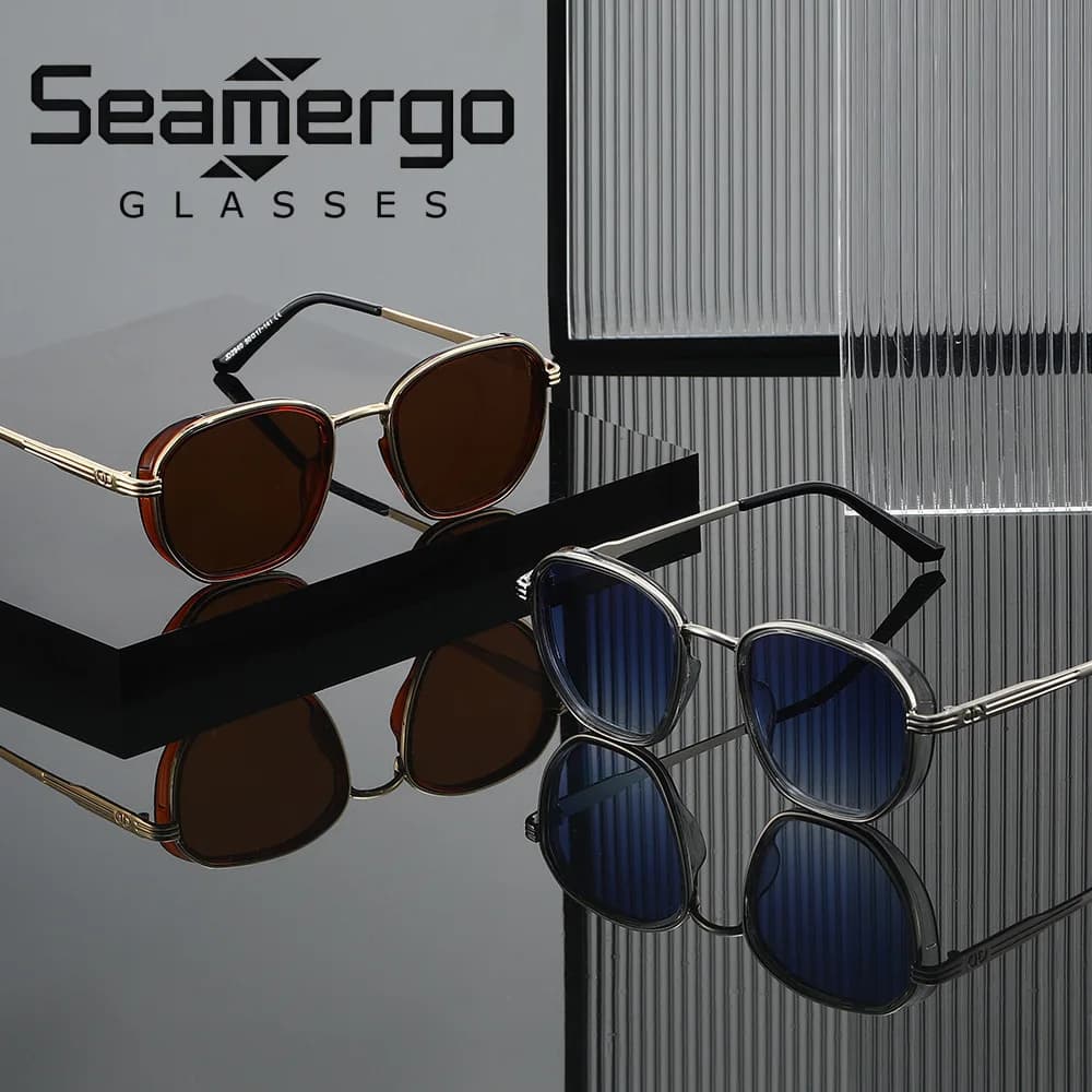 SEAMERGO Men's Driving Fashion Polygonal Sunglasses Luxury Advanced Fashion Wear Take Designer Glasses Anti-ultraviolet