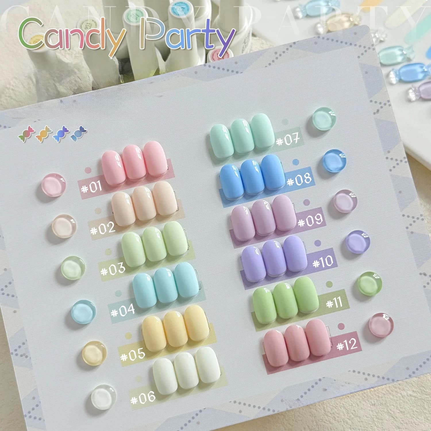 MIANEL Set di 12 Smalti Gel in Colori Dopamina, Verde, Blu, Rosa, Effetto Sbiancante per Unghie Estive