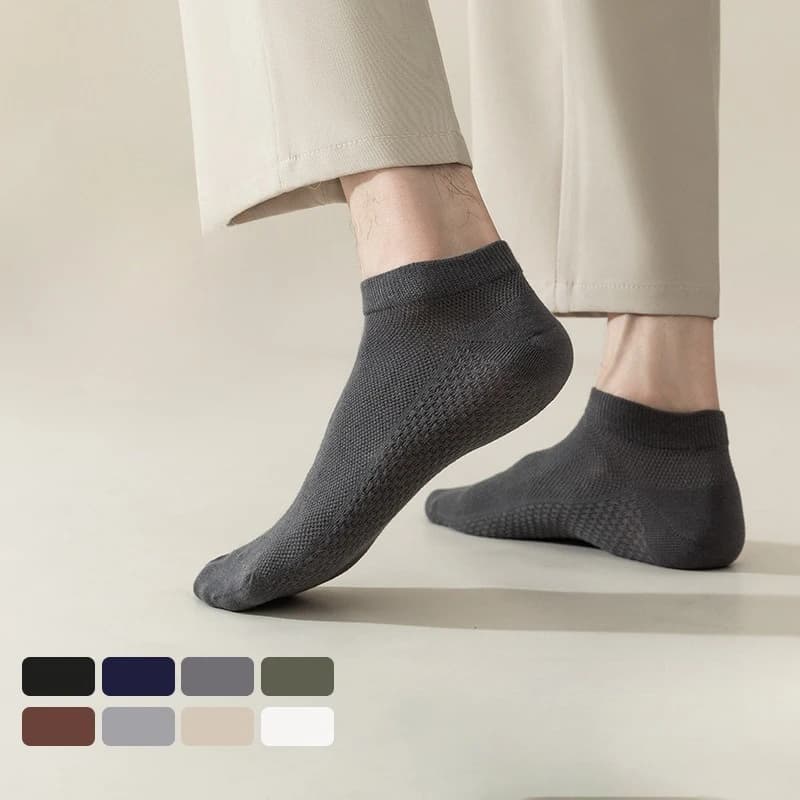 Men's Summer Mesh Cotton Ankle Socks Breathable Moisture Wicking Non Slip Low Cut No Show Socks for Men Daily Office Sports Wear