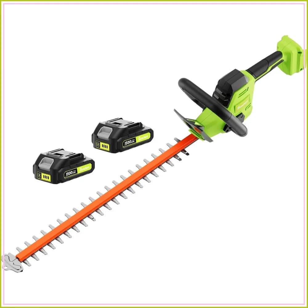 22 Inch Cordless Hedge Trimmer with 2 Batteries, Electric Grass Shrub Pruning Cutter, Lightweight Compact Hedge Shear for Garden Lawn