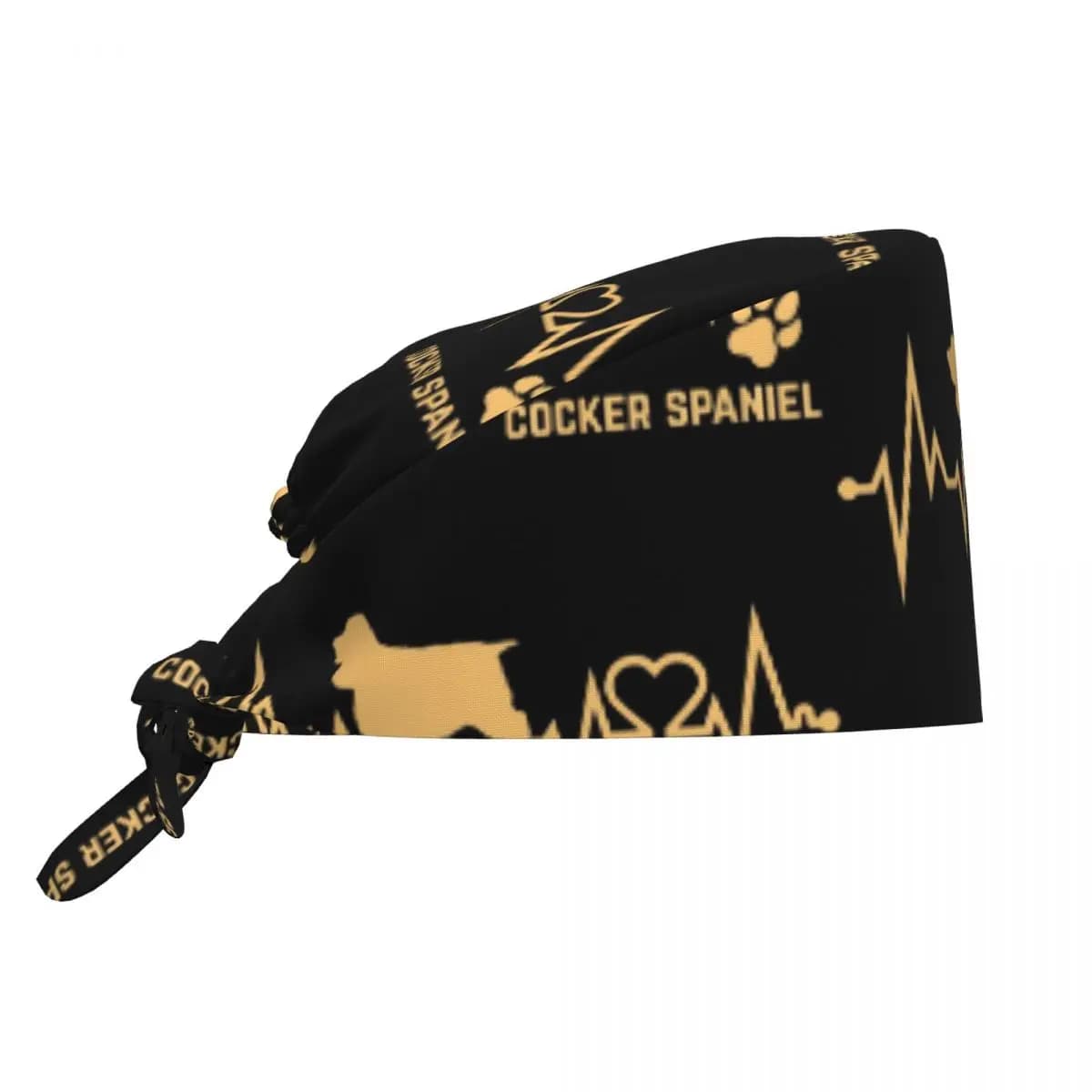 Cocker Spaniel Amante dei cani Battito cardiaco ECG Pulse Raza di animali domestici Zampa Scrub Cappello Dottore di lavoro Berretto chirurgico Berretti infermieristici per dentista