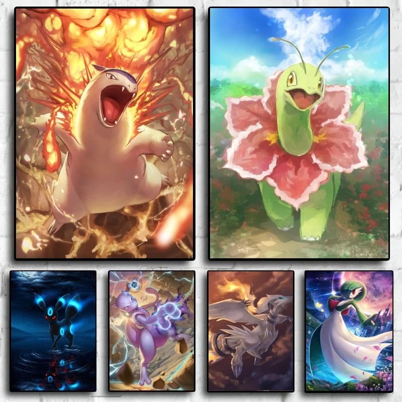 Hot Selling Anime Poster Pokemon Diamond Printing Living Room Kids Action Figures Waterproof Poster Toys Picture Decor Gifts