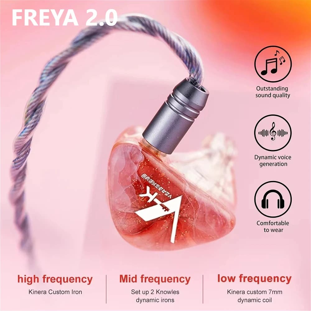 Kinera Freya 2.0 1DD + 3 Knowles BA Driver ibrido IEM Monitor Cuffia per musica Hifi Cuffie Compleanno Regali di Capodanno
