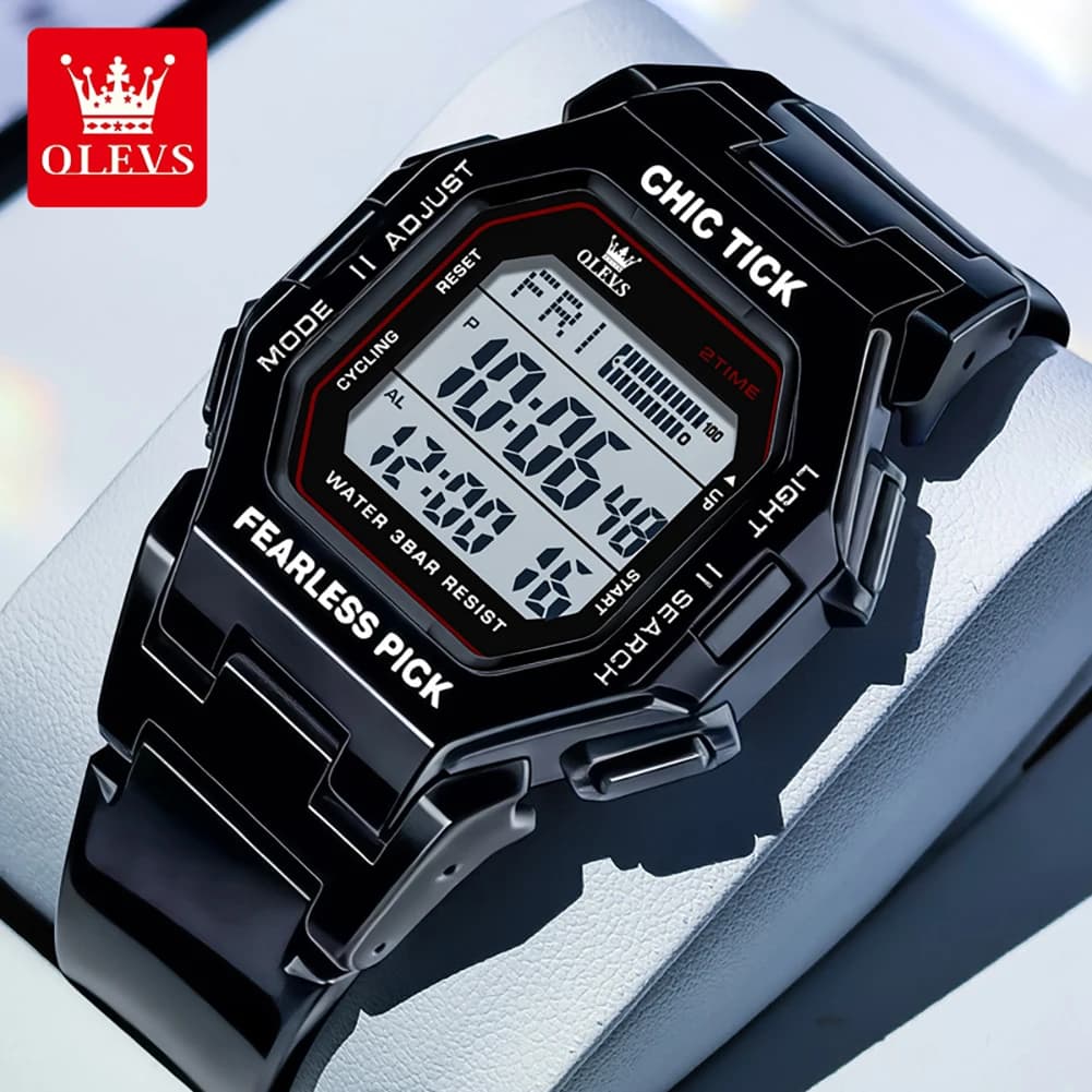 OLEVS 1119 Watches Man Electronic Watch Silicone Strap Waterproof Casual Sports Watches For Man Gift Box Reloj