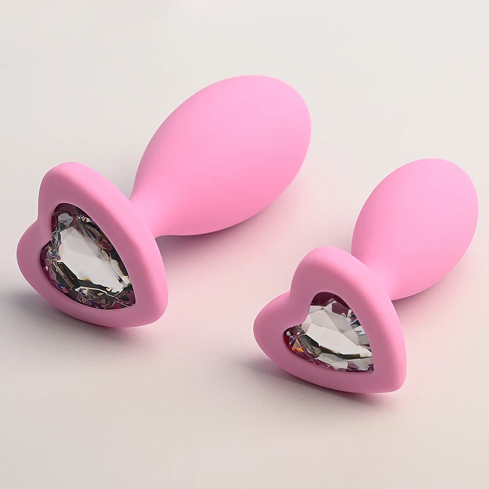 Silicone Jeweled Anus Butt Plugs,Silicone Anal Trainer Sex Toys,Analplug Buttplug Butplug With with Clear Gem