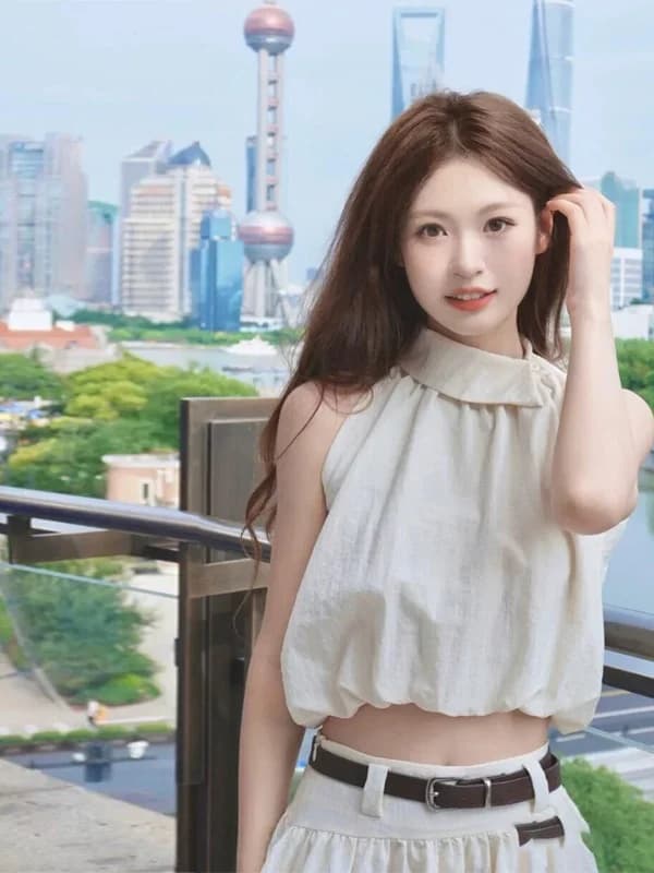 White High Waist Half Skirt Set Women's Summer Fashion Two-Piece Suit Loose Neck Vest Tea-Themed Casual Commute Style Polyest...