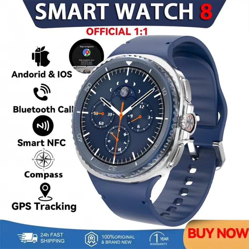 Smartwatch 8 Ultra 2026 con GPS e Bussola, Chiamate BT, NFC, Impermeabile IP68, Monitoraggio Salute, 4GB, Riduzione del Prezzo del 100%