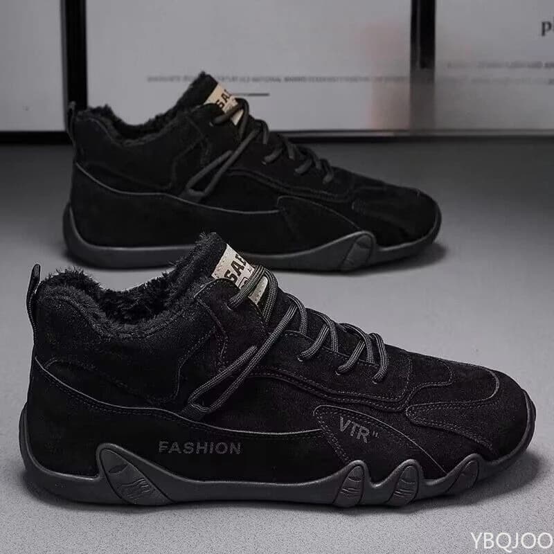 Scarpe versatili alla moda con punta tonda da uomo invernali antiscivolo ispessite calde semplici comode scarpe casual da uomo in cotone quotidiano