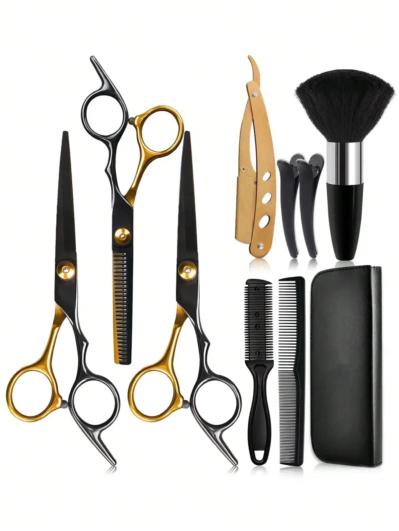 Set Professionale di 10 Pezzi per Taglio Capelli - Kit Premium per Barbieri con Tosatrici, Rifinitori, Pettine Base e Spazzola per la Pulizia