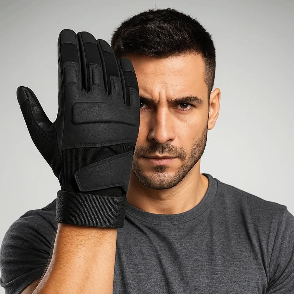 Retro Wear-Resistant Motorcycle Gloves Black Anti-Slip Mountaineering Gloves Anti Cutting Polyester Full Finger Gloves Men