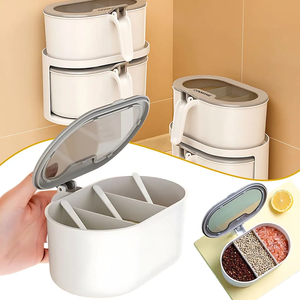 Barattoli di spezie da parete 2 in 1 con cucchiai Set di organizer da cucina singolo/doppio strato Scatola per condimenti Contenitori da cucina