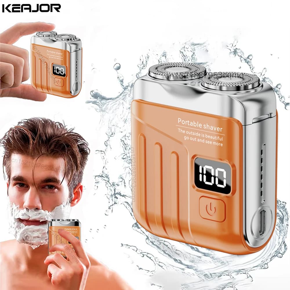 Rasoio elettrico da uomo Barba Trimmer Rasoio elettrico portatile con display digitale Mini rasoio da viaggio ricaricabile a doppia lama