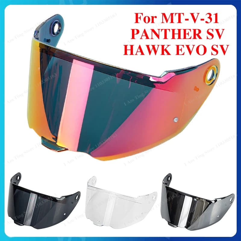 Visiera per Casco Moto Compatibile con MT-V-31 HAWK EVO SV PANTHER SV, Lente Anti-UV Antipolvere, Accessori per Caschi